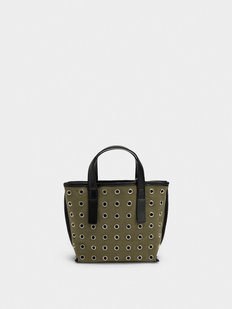 Bolso Tote Con Tachuelas Bolsa Interior caqui