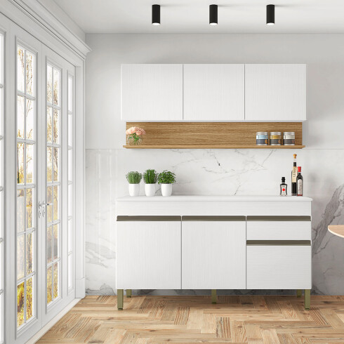 JUEGO COCINA MODULAR MOBILIARIO MADERA MDP LINE BLANCO BLANCO