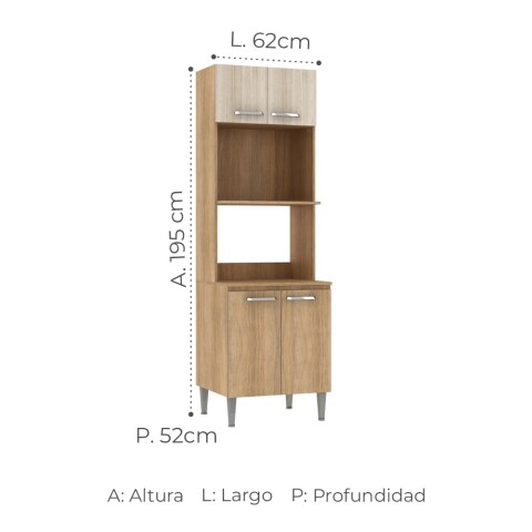 Mueble Multiusos Alacena Cocina 2 Estantes Microondas 4 puertas Múltiples Ambientes Línea Montreal - Carvale OUTLET Mueble Multiusos Alacena Cocina 2 Estantes Microondas 4 puertas Múltiples Ambientes Línea Montreal - Carvale OUTLET