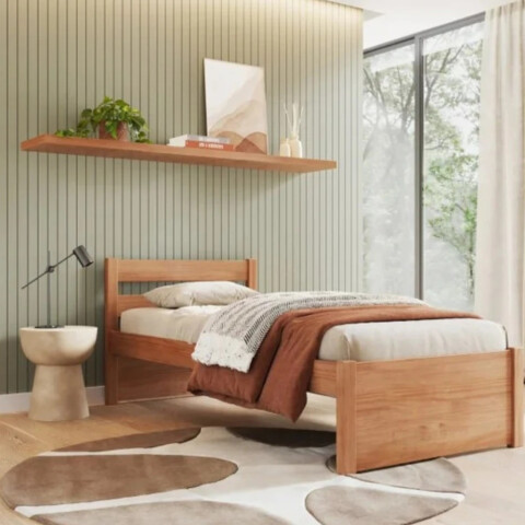 CAMA DE 1 PLAZA MADERA MACIZA UNIQUE AMENDOA CAMA DE 1 PLAZA MADERA MACIZA UNIQUE AMENDOA