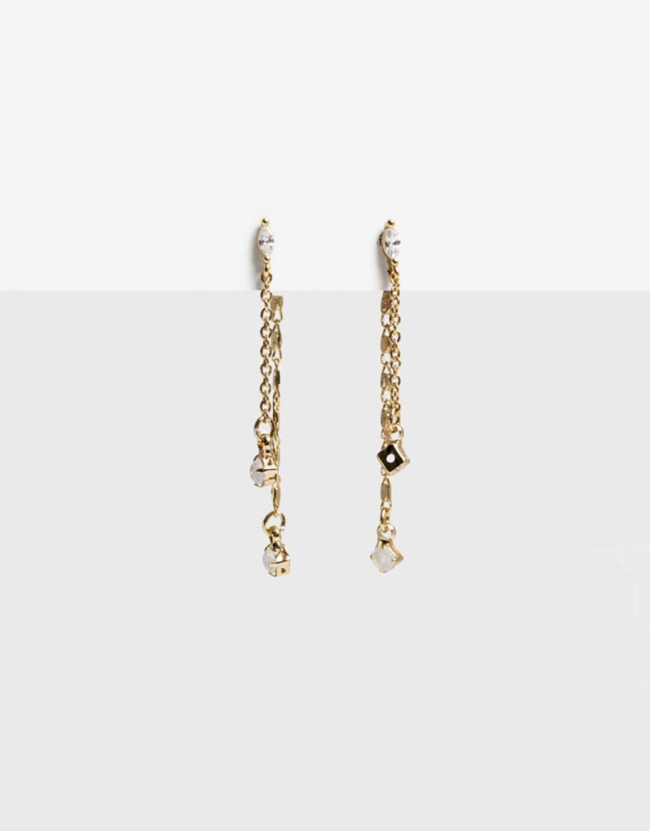 Aros Largos Con Cubic Zirconia - Dorado 