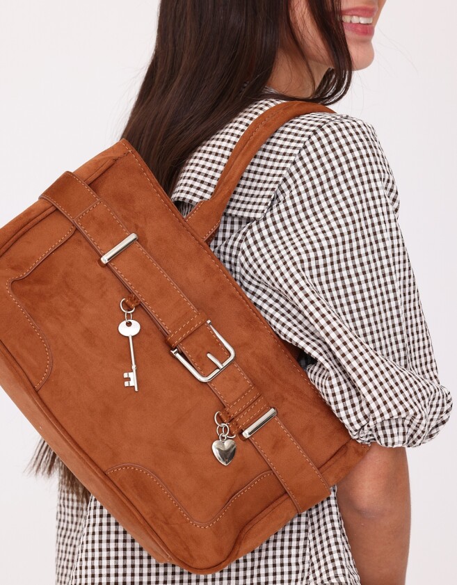 Shopper Cartera Shopper Suede Camel - Marron Camel
