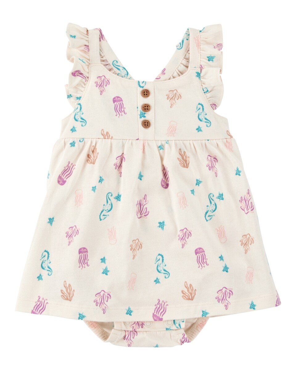 Vestido de algodón, diseño animales marinos 