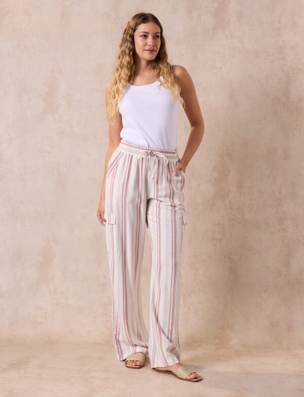 Pantalon Cargo Lino CRUDO/MULTI