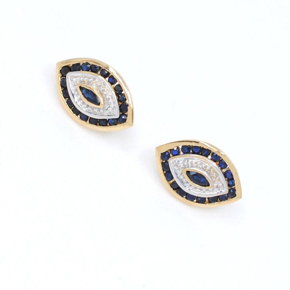 Caravanas en oro 18k , zafiros y brillantes Caravanas en oro 18k , zafiros y brillantes