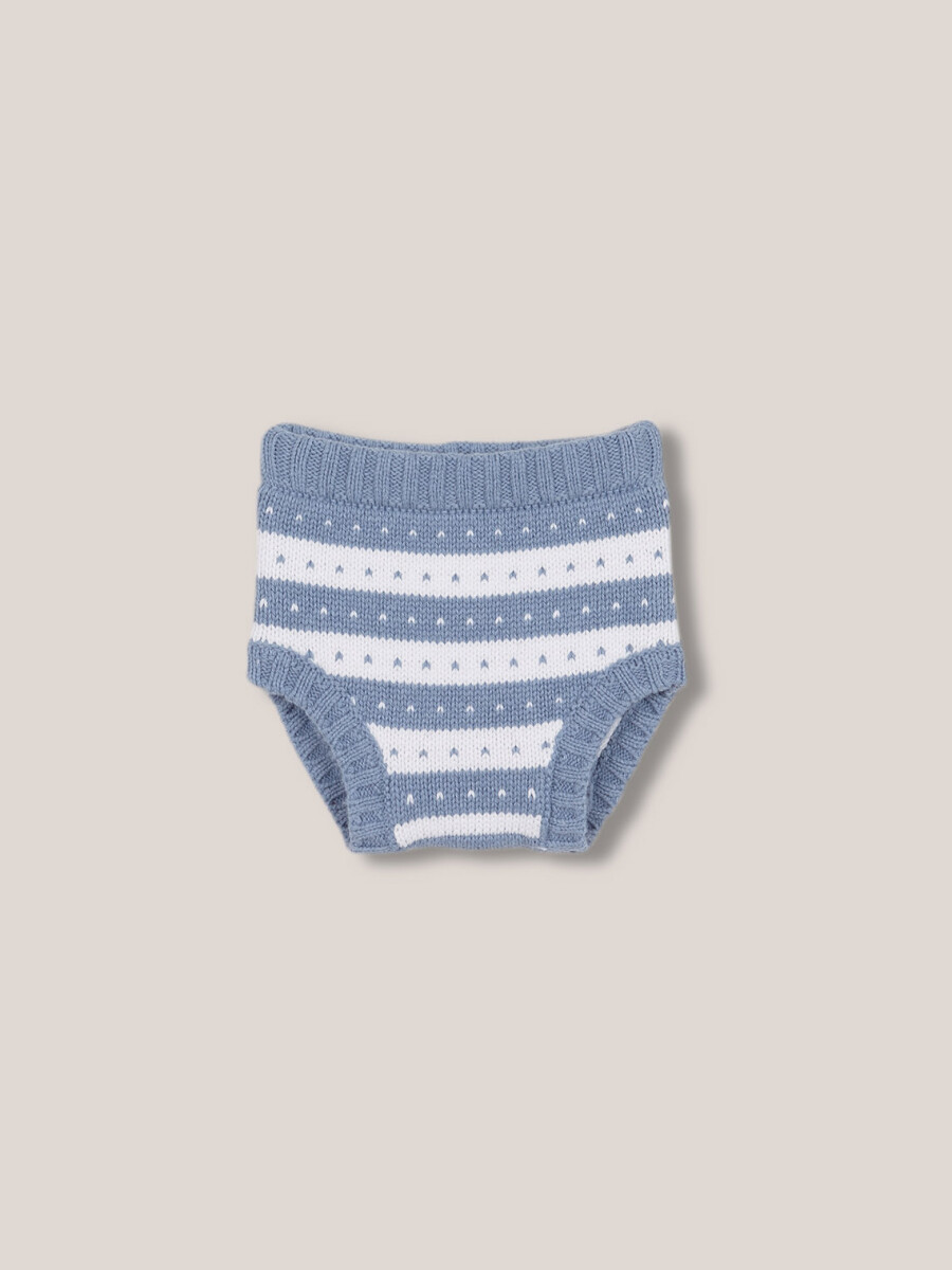 Pantalon De Punto De Rayas Azul Talco