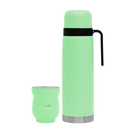 Kit Comet de Termo 1L y Mate 140ml en Acero Inox Doble Pared Verde Claro
