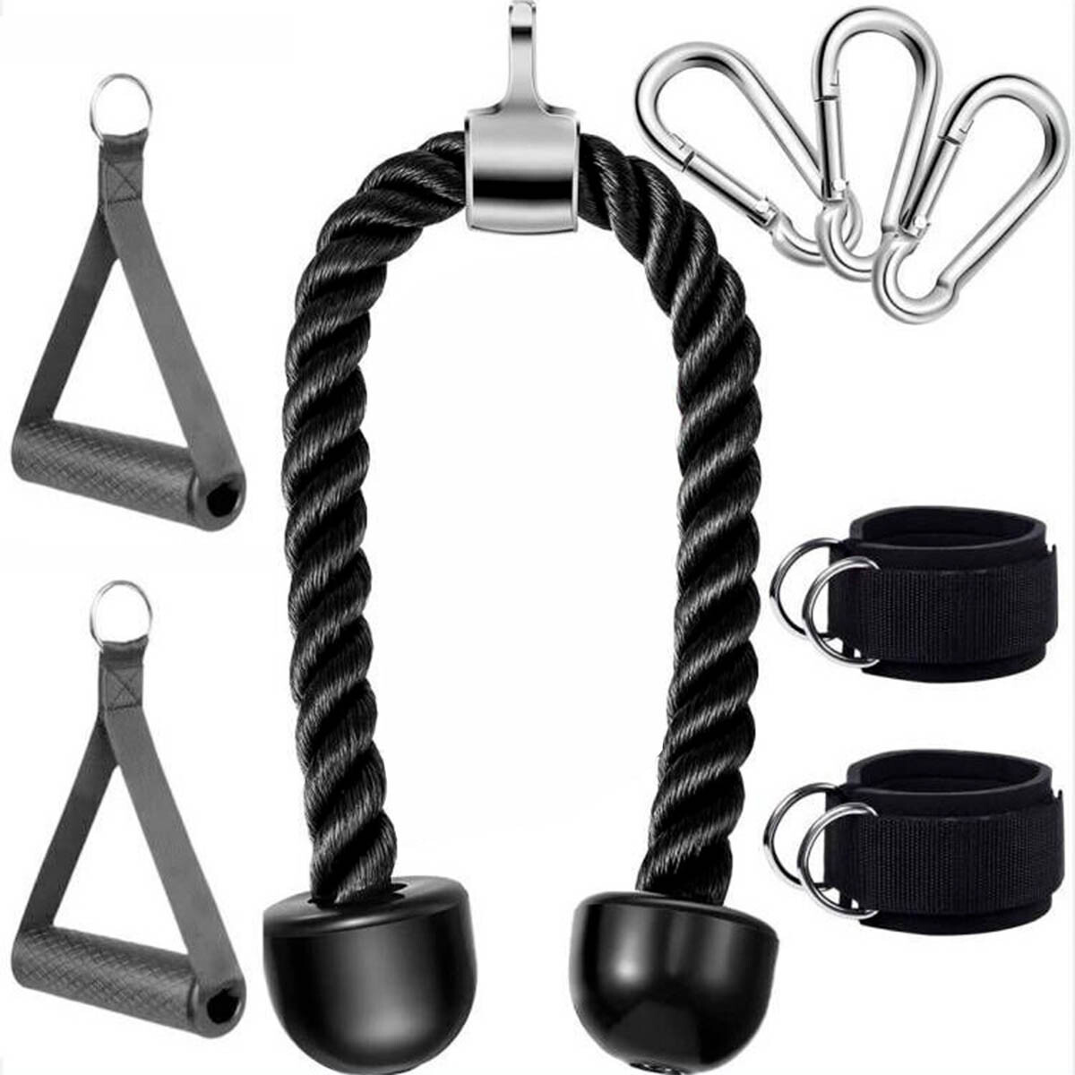Set Gimnasio Agarre + Tobilleras P/ Polea 8pc 