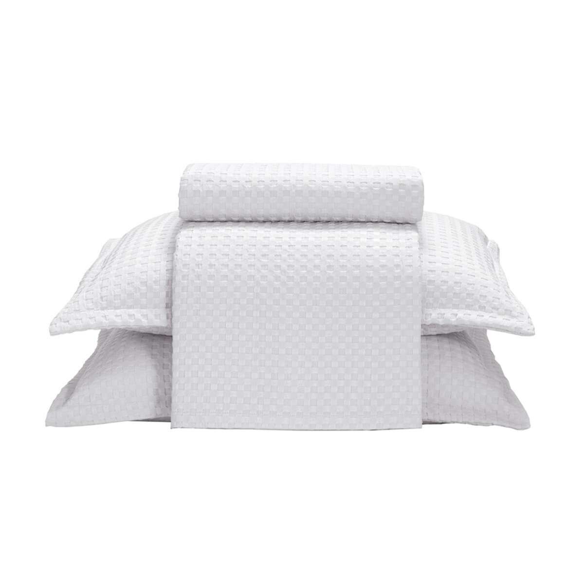 Juego Colcha y Funda Dohler Provenza King 100% Microfibra - Blanco 