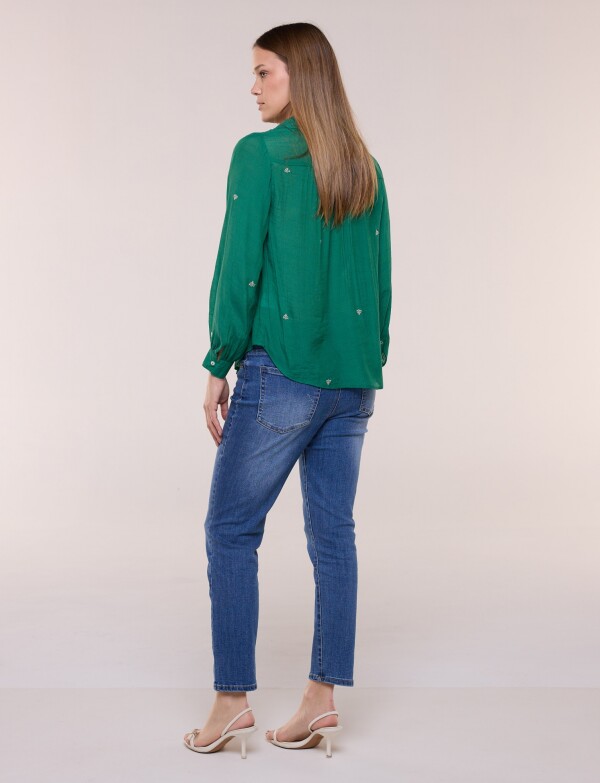 Camisa Rhian Con Bordado Frontal VERDE/MULTI