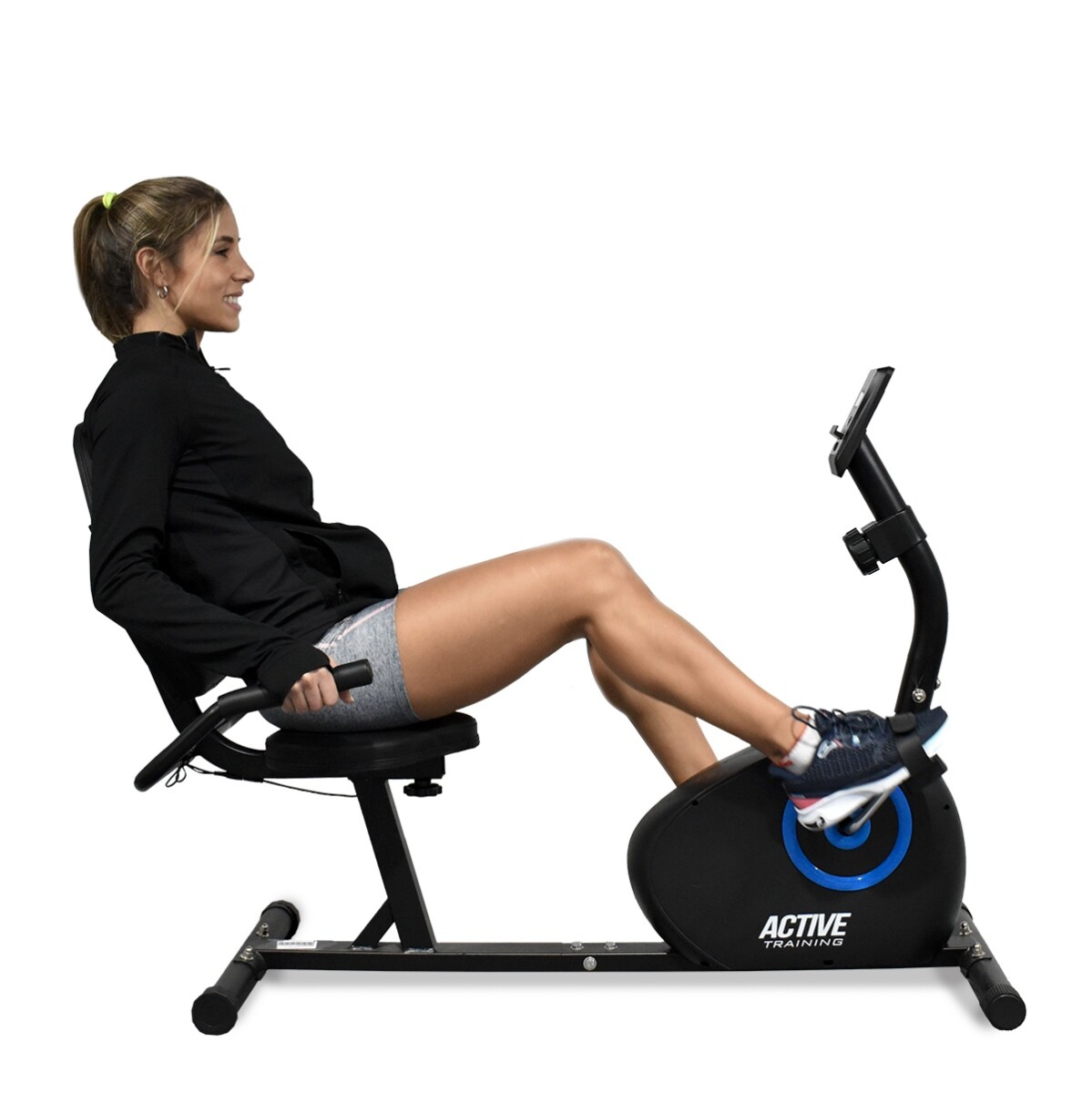 Bicicleta Fija Horizontal Active - Odómetro Pulsómetro 