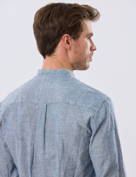 CAMISA LISA DE LINO CUELLO MAO Denim