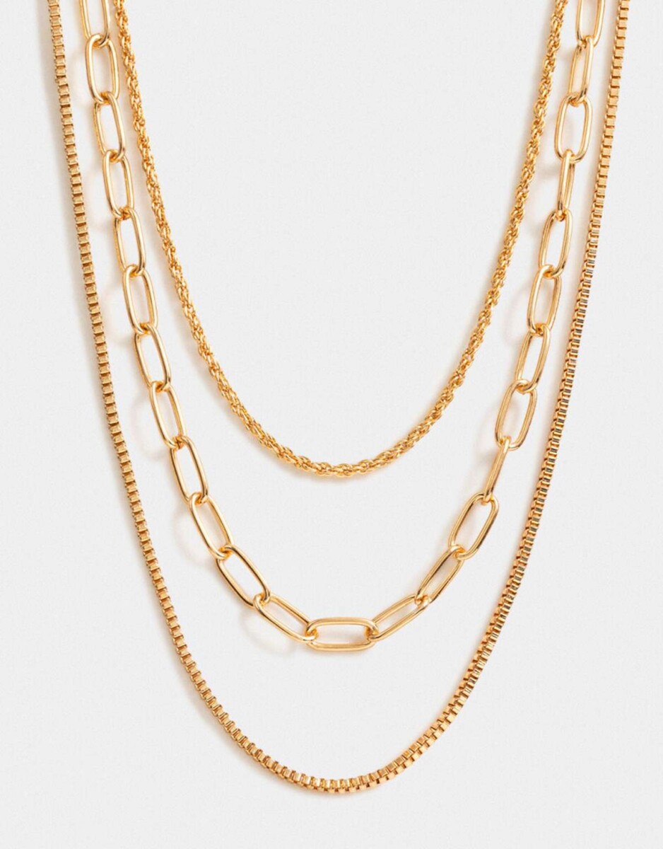 Collar Corto Bañado En Oro - Dorado 