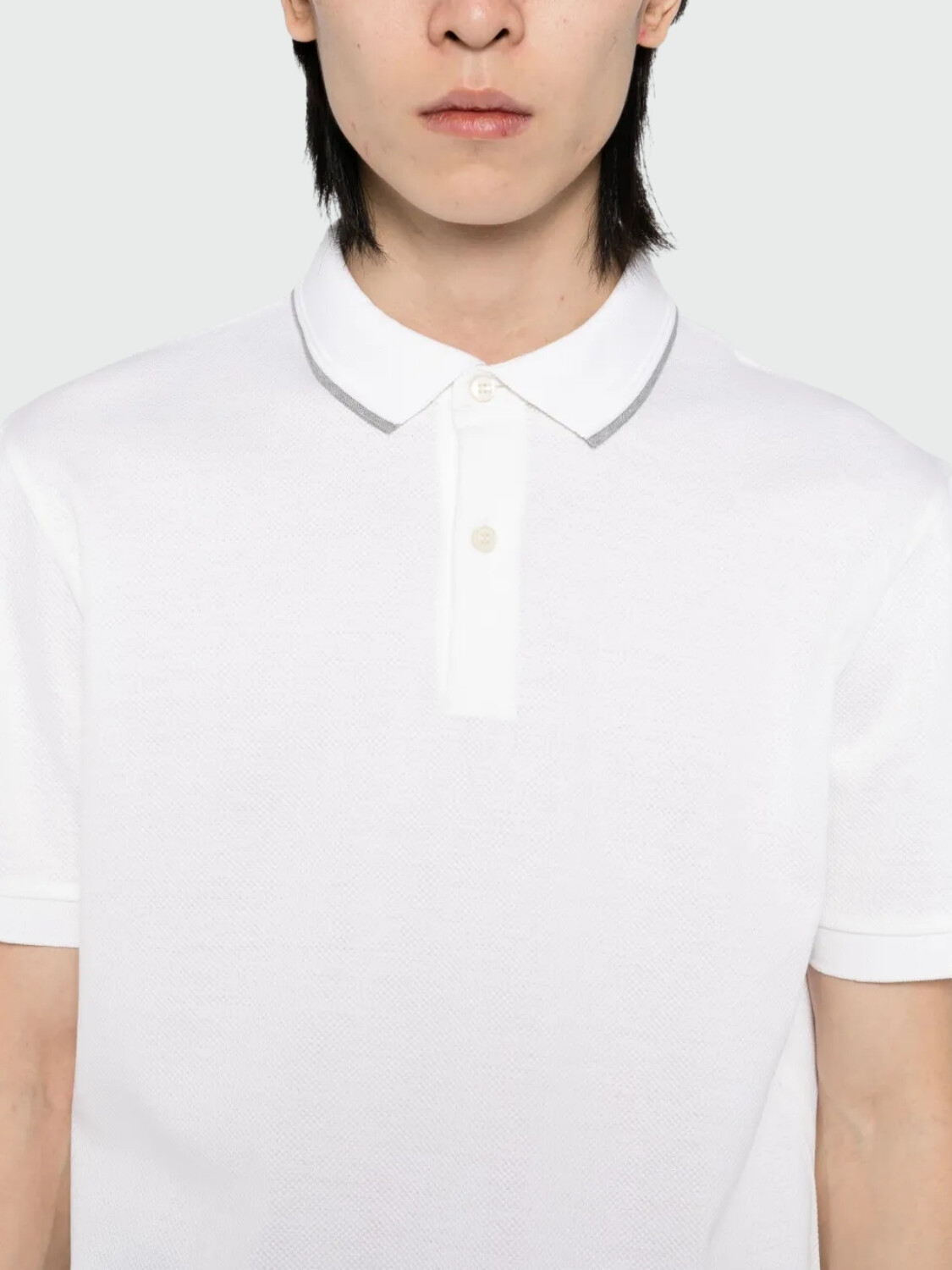 BOSS Polo de Piqué con Detalles en Contraste Blanco