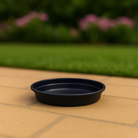 PLATO MACETA REDONDO 26CM NEGRO