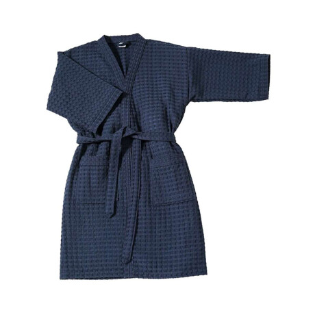 Bata de Cama Provenza Dohler 100% Microfibra Talle P Al XG Azul Marino