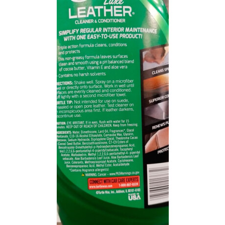LIMPIEZA Y ACABADO - ACONDICIONADOR PARA CUERO LUXE LEATHER 680ML TORTUGA (TURTLE WAX) LIMPIEZA Y ACABADO - ACONDICIONADOR PARA CUERO LUXE LEATHER 680ML TORTUGA (TURTLE WAX)
