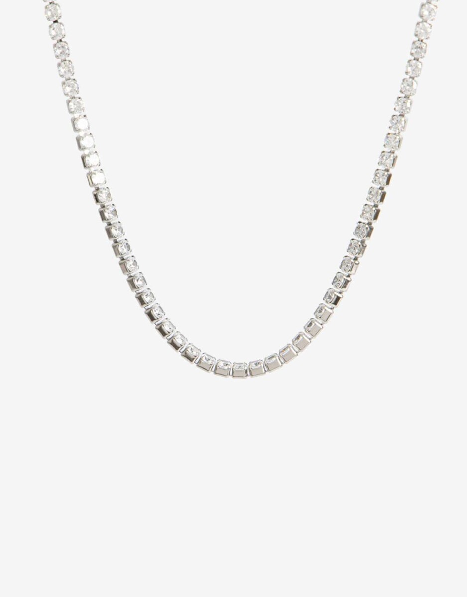 Collar Tennis De Acero Con Cubic - Plateado 
