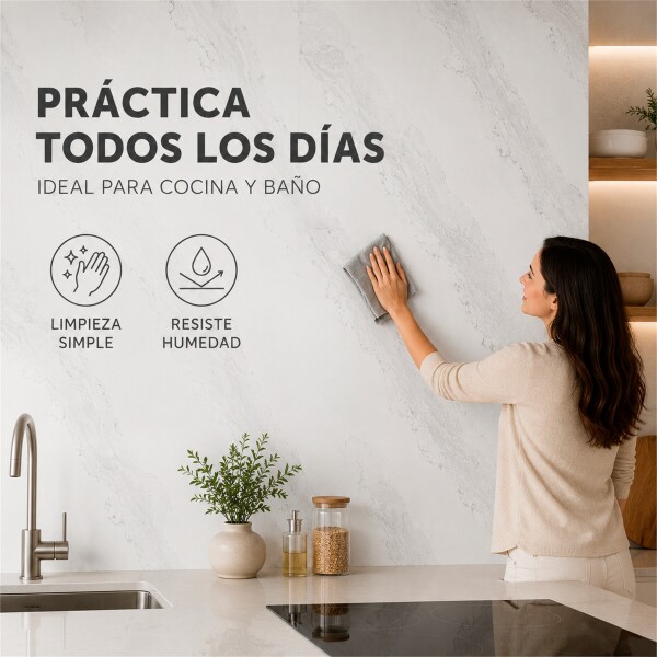Pack x5 Placa PVC Símil Mármol 2,44x1,22m 3mm Resistente Gris Veteado