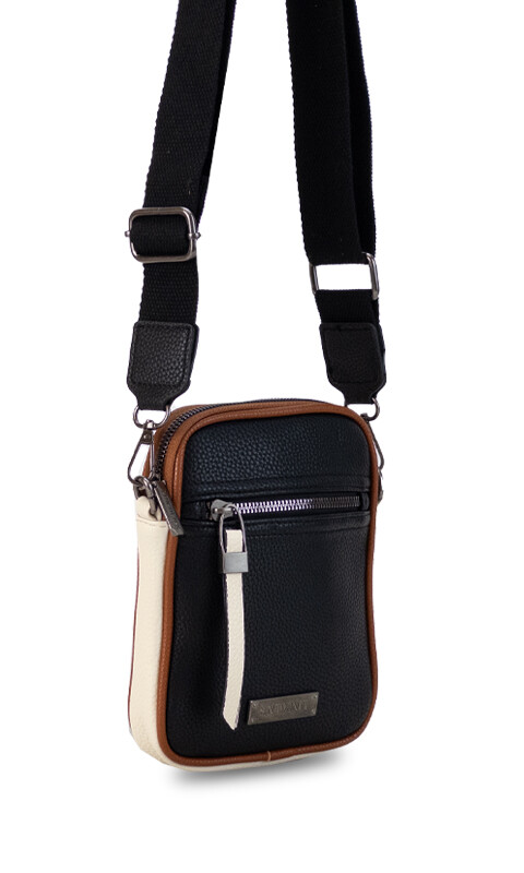 PHONEBAG / PORTA CELULAR GIONA NEGRO MANTECA Y HABANO