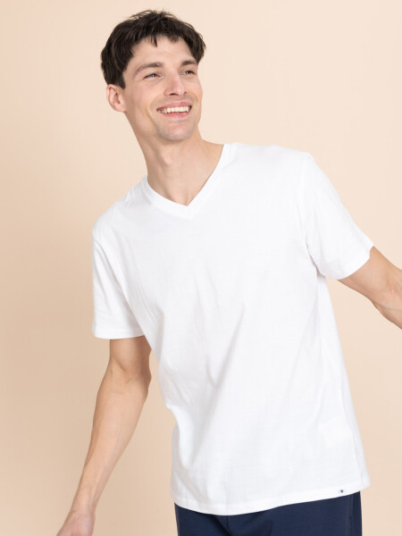 Camiseta cuello en V Blanco