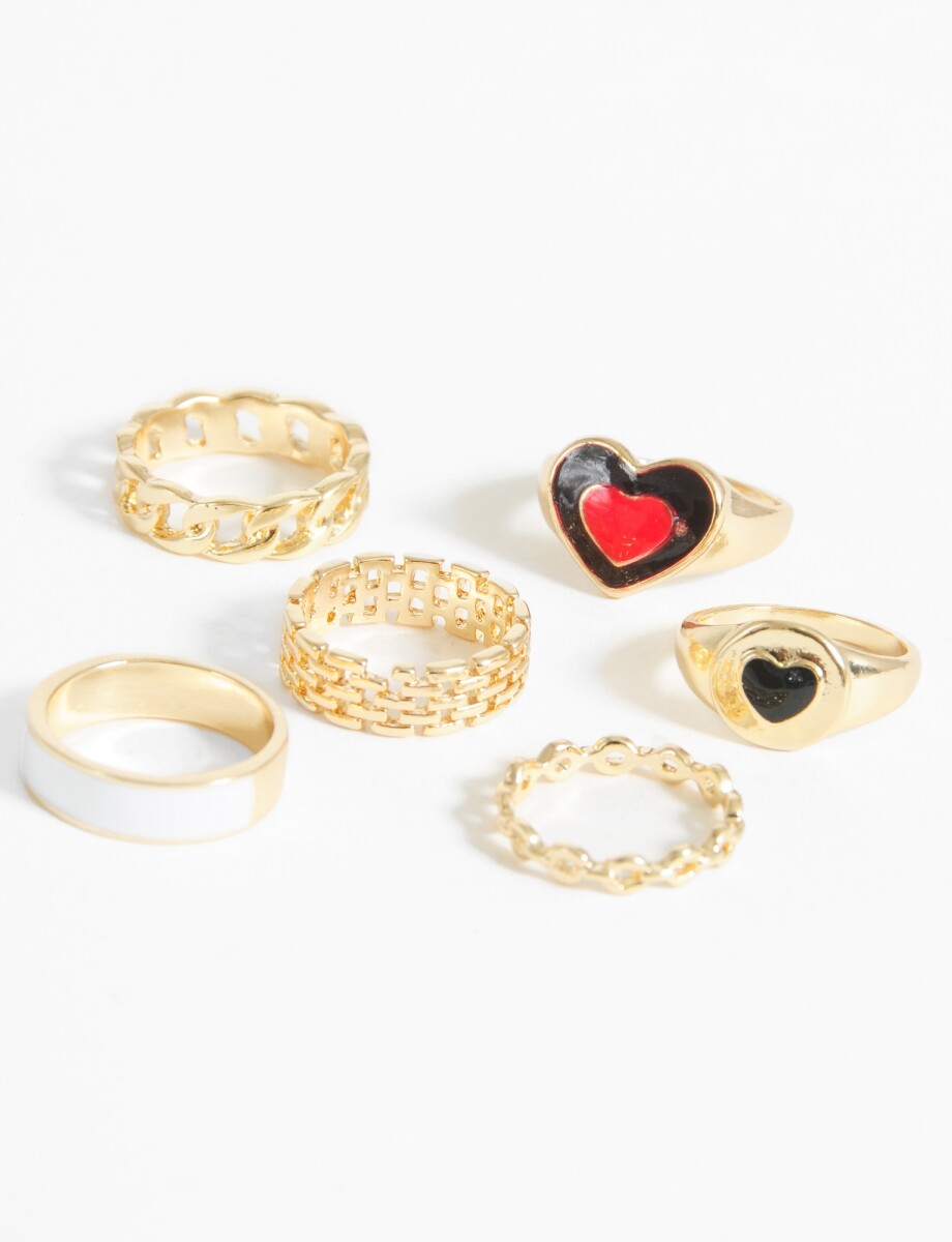 Set de anillos corazón - dorado 