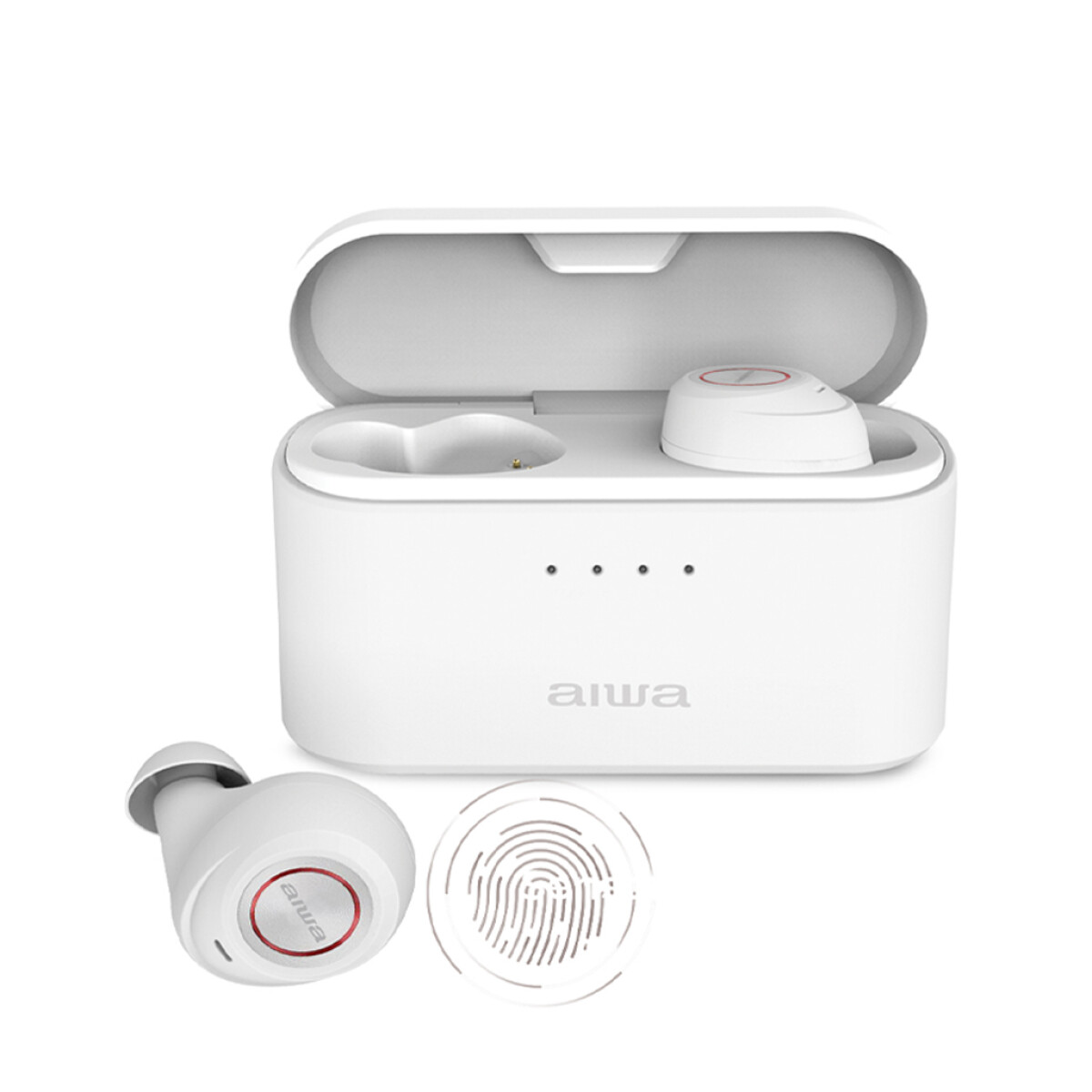 Auriculares Bluetooth In Ear AIWA con Microfono Dual HD y Sonido Estereo Estuche de carga de 2800 mAh - Blanco | AW-6PROW 