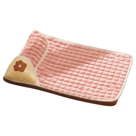 Cama Colchoneta con Almohada Mediana de Felpa p/ Perro Gato Rosa