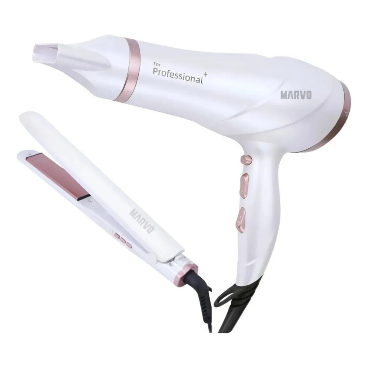 Kit Marvo Planchita Alisador Cabello + Secador Profesional 