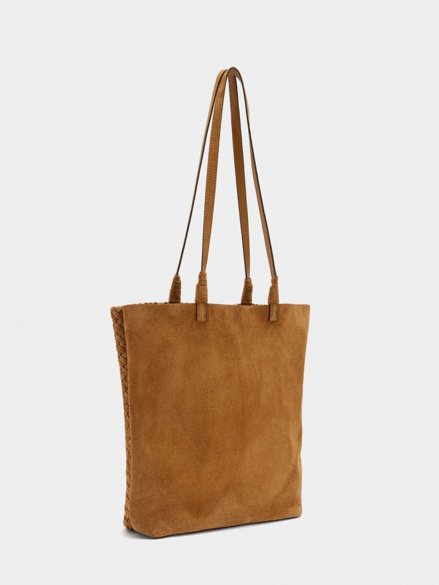 Bolso Shopper De Piel Trenzada camel