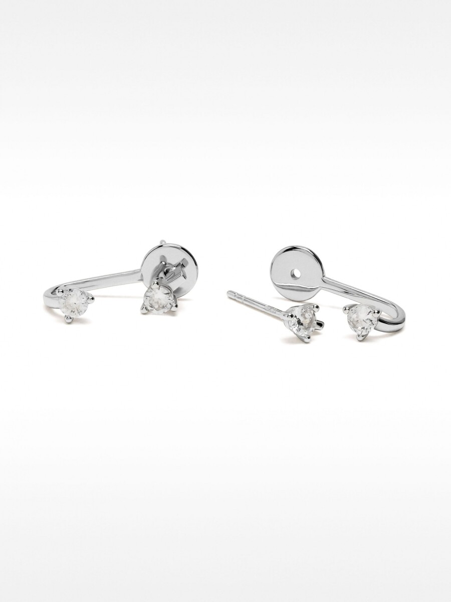 Pendientes Ear Jacket Con Circonitas - Plata De Ley 925 plateado