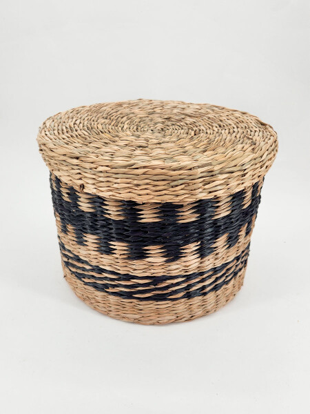 CANASTO REDONDO CON TAPA MARRON