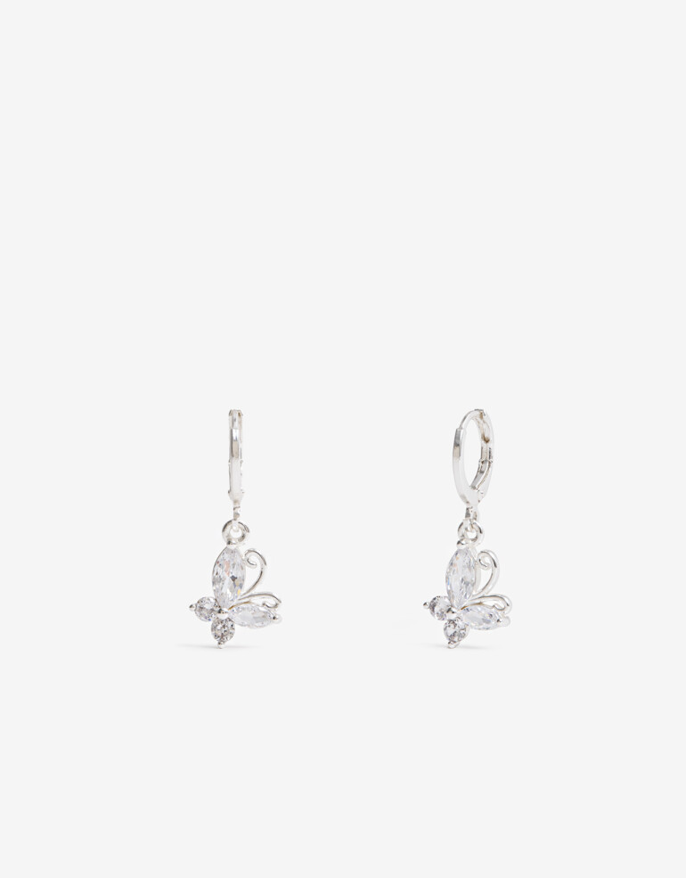 Aros Argollas Cubic zirconia Aros Argolla Mariposa Cubic Zirconia - Plateado