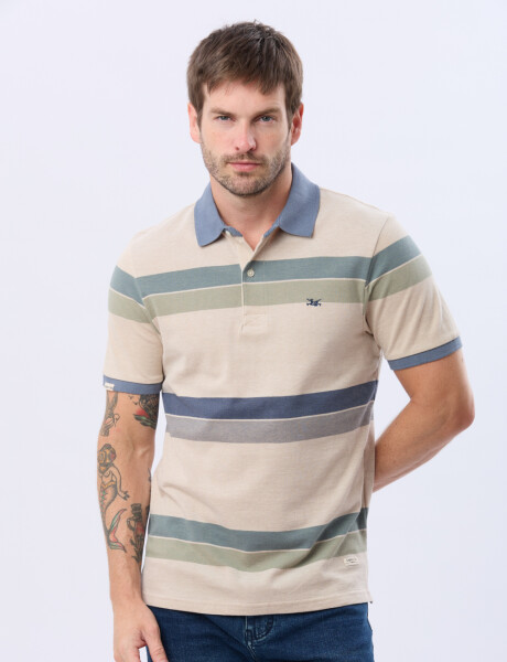 REMERA POLO RAYADA Beige