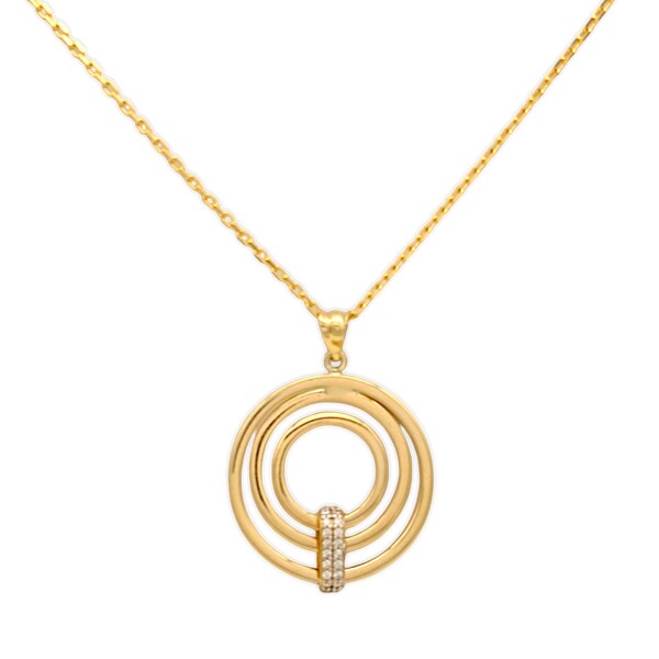 Dije colgante triple aro-Oro bajo-Zirconia-CP8722 conpiedra