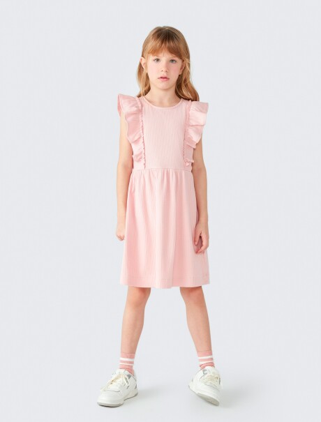 VESTIDO DE NIÑA CON VOLADOS ROSA