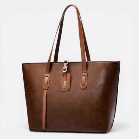 Bolso Soho Tote Simil Cuero Dama Marrón