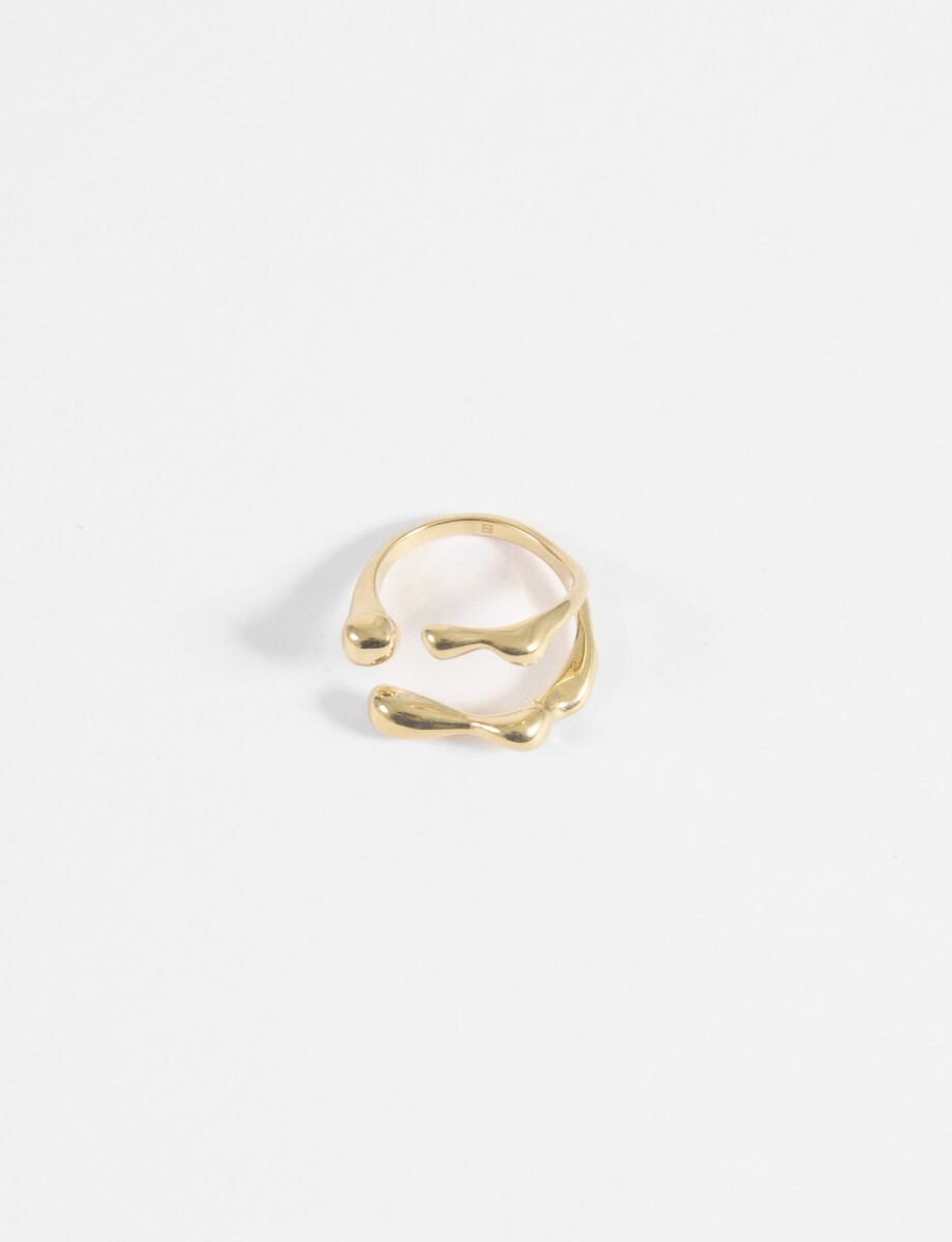 Anillo acero ajustable gota - dorado 