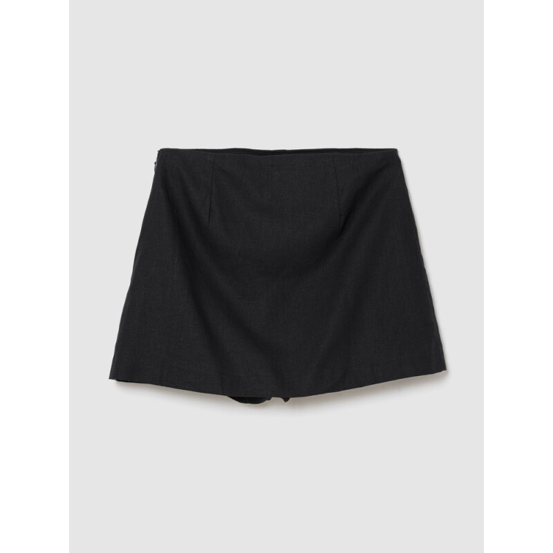 MID RISE LINEN SKORT TRUE BLACK V2