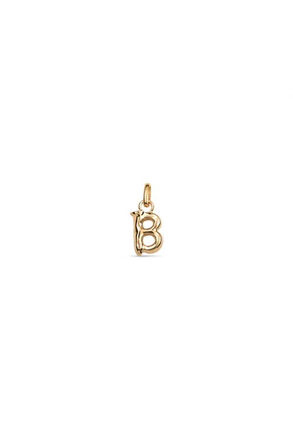 CHARM DE ALEACION DE METALES BAÑADO EN ORO DE 18 K CON FORMA DE LETRAB CON ARGOLLA Charm