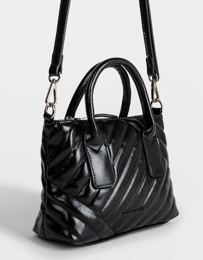 City Puffy Cartera City Efecto Craquelada - Negro