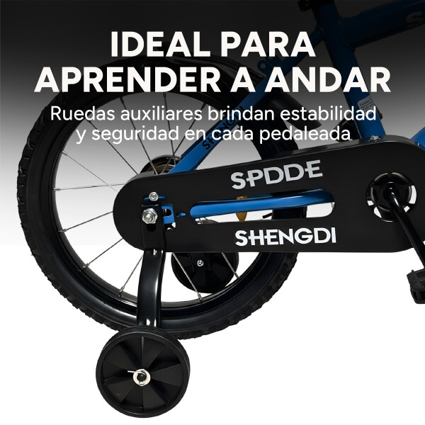 Bicicleta Infantil Shengdi R16 Canasto Parrilla Guardabarros Azul 1