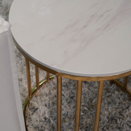 Mesa auxiliar MARBLE dorada de acero y simil- marmol Mesa auxiliar MARBLE dorada de acero y simil- marmol