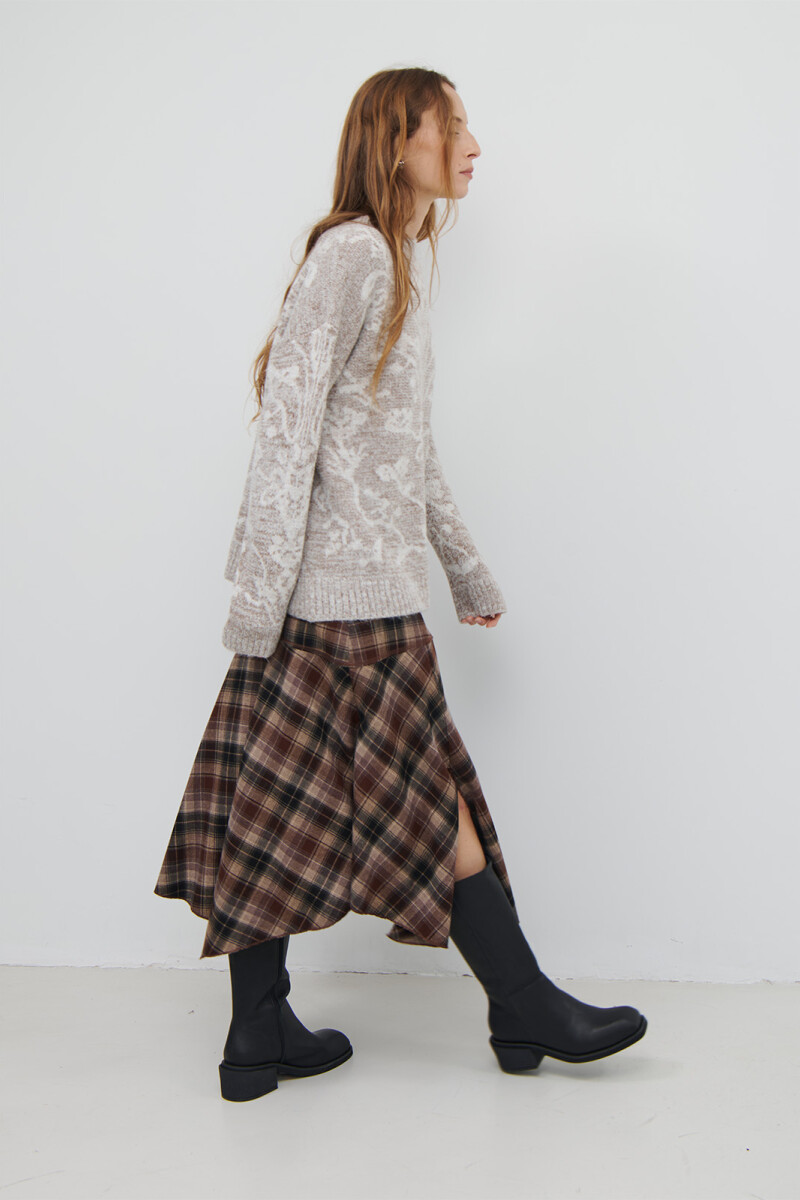 FALDA CUADROS MARRON