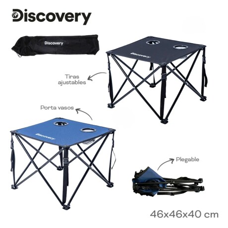 Mesa playera Discovery plegable con apoya vasos Negro