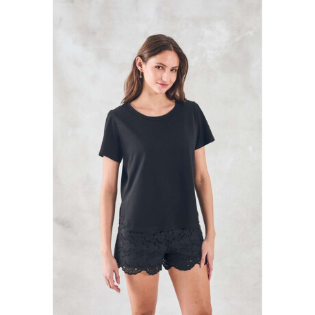 Remera Algodon Peinado Negro