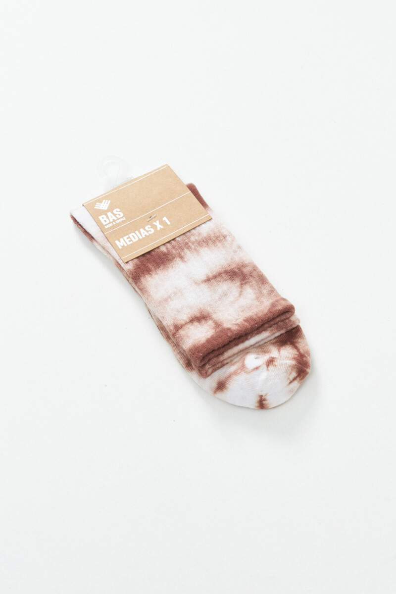 Media caña estampado tie dye Marron Y Crudo