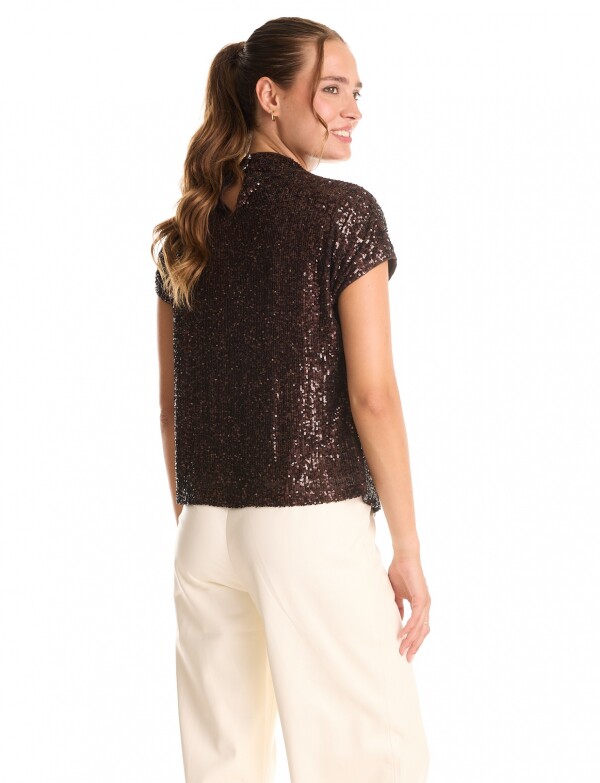 Blusa Lentejuelas MARRON