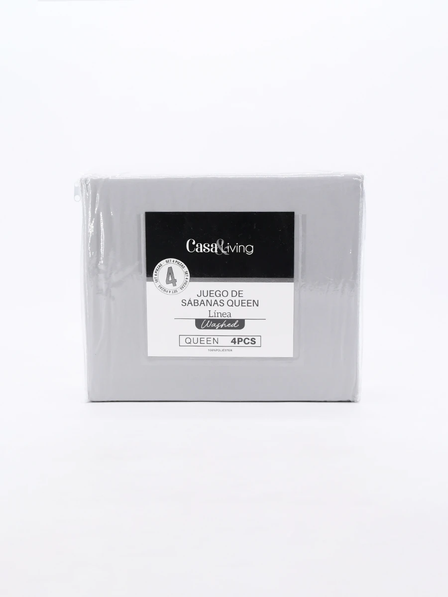JUEGO DE SABANAS QUEEN - GRIS CLARO 