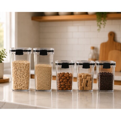 SET CONTENEDORES HERMETICOS ACRILICO 3X950ML + 2X1300ML TRANSPARENTE